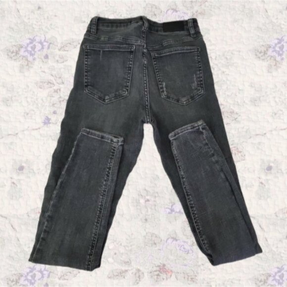 Zara Trafaluc Vintage Retro High Rise Charcoal Wash Distressed Skinny Jeans - Picture 6 of 10